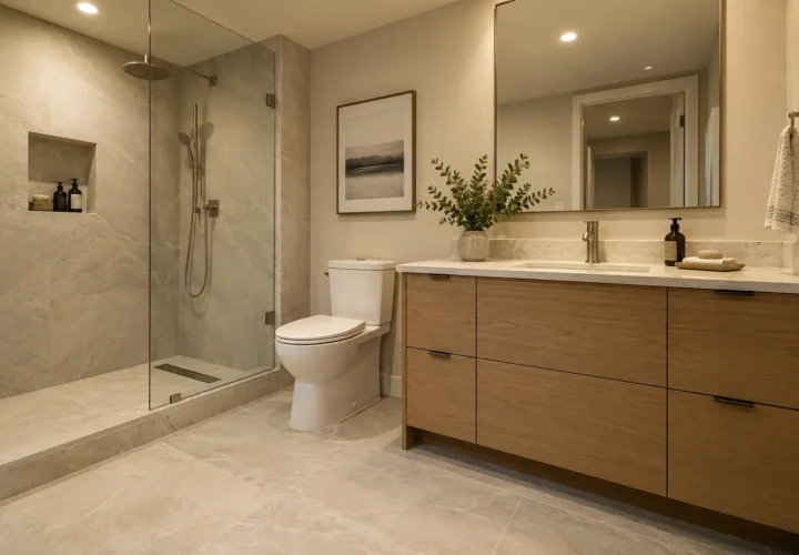Stone-Tile Bathroom
